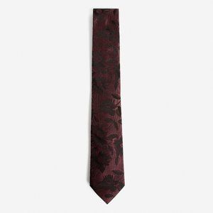 Burgundy Narrow Floral Silk Tie